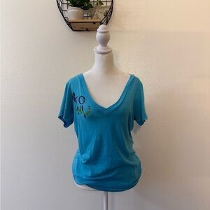 Roxy blue floral graphic oversized tee